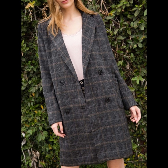 LAST ONE Blogger oversized Retro plaid coat - Picture 2 of 4